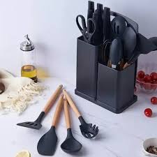 Kit De Utensilios De Cocina De Silicona Con Juego De Cuchillos