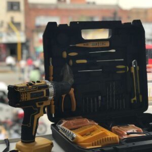 Kit de Herramientas Inalámbrico con Taladro y Accesorios